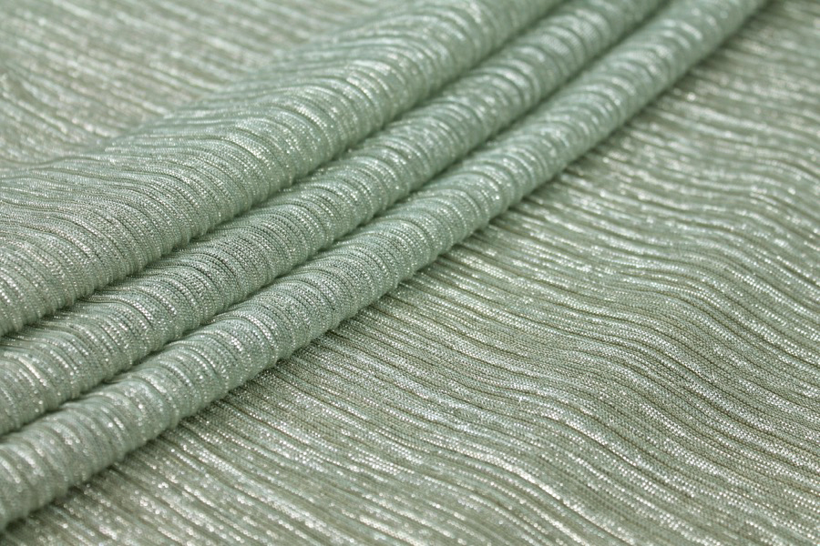 Pleated Lurex Knit - Mint fabric, image 3 of 7