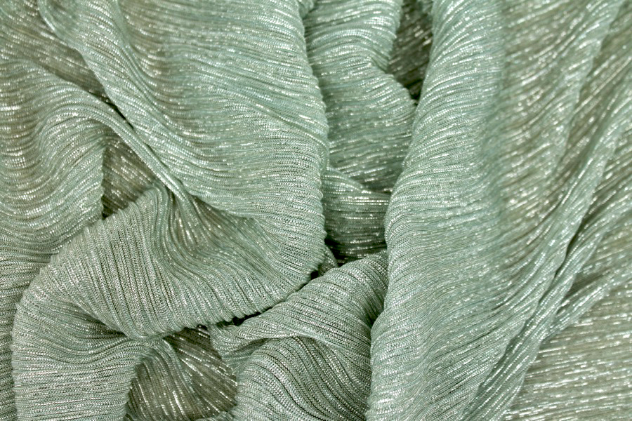 Pleated Lurex Knit - Mint fabric, image 5 of 7