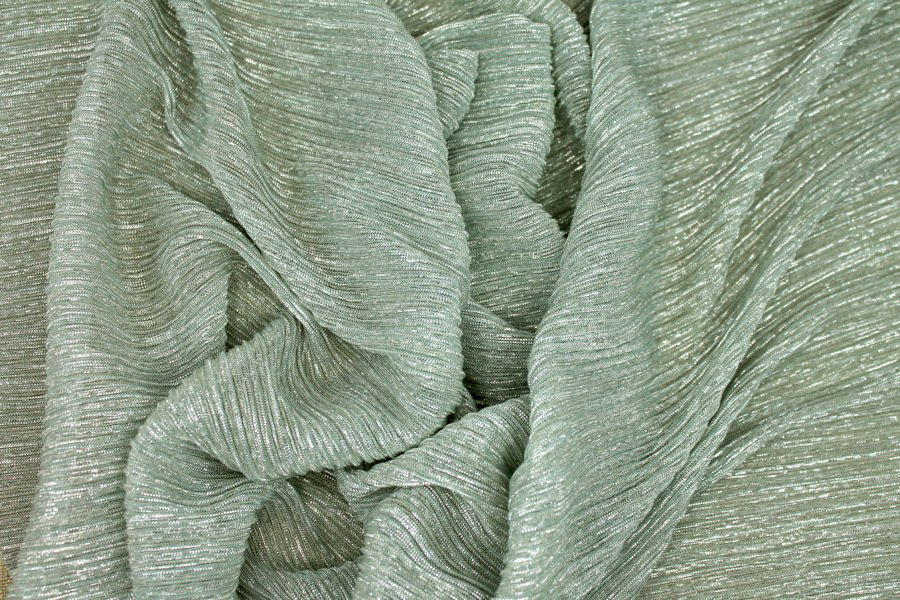 Pleated Lurex Knit - Mint fabric, image 2 of 7