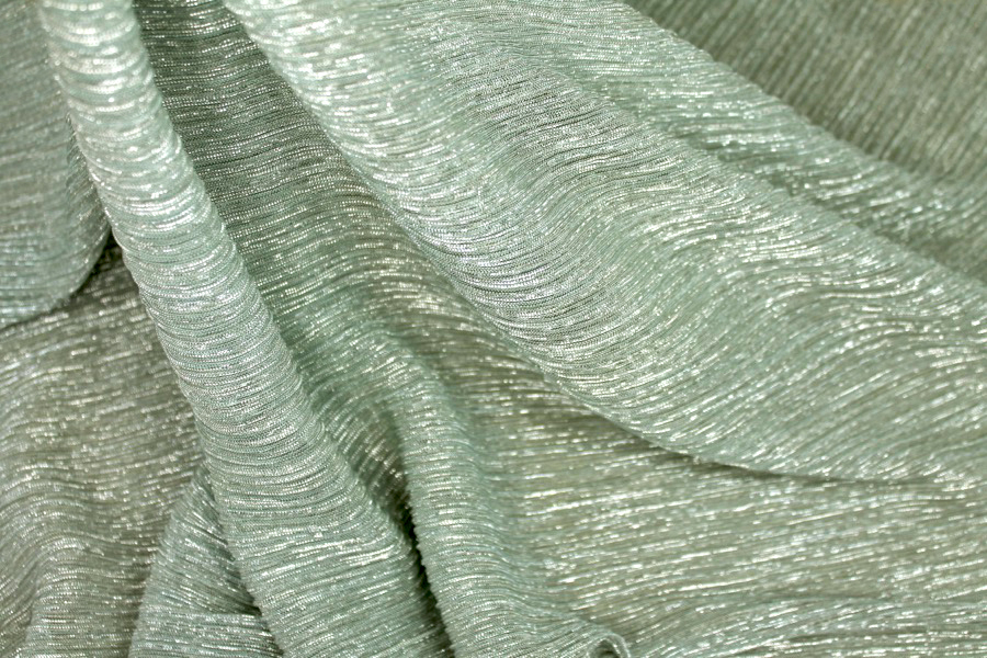 Pleated Lurex Knit - Mint fabric, image 4 of 7