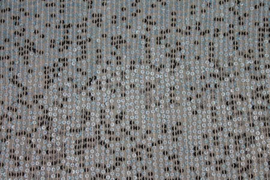 Micro Sequin On Silk Chiffon - Dusty Blue and Black fabric, image 9 of 10