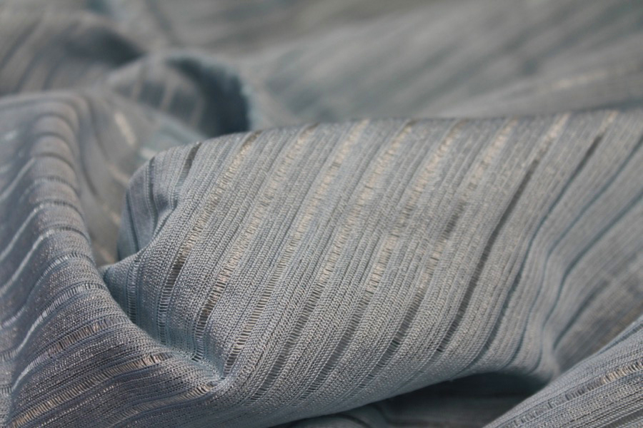 Metallic Stripe Knit Jersey - Pale Blue fabric, image 3 of 9