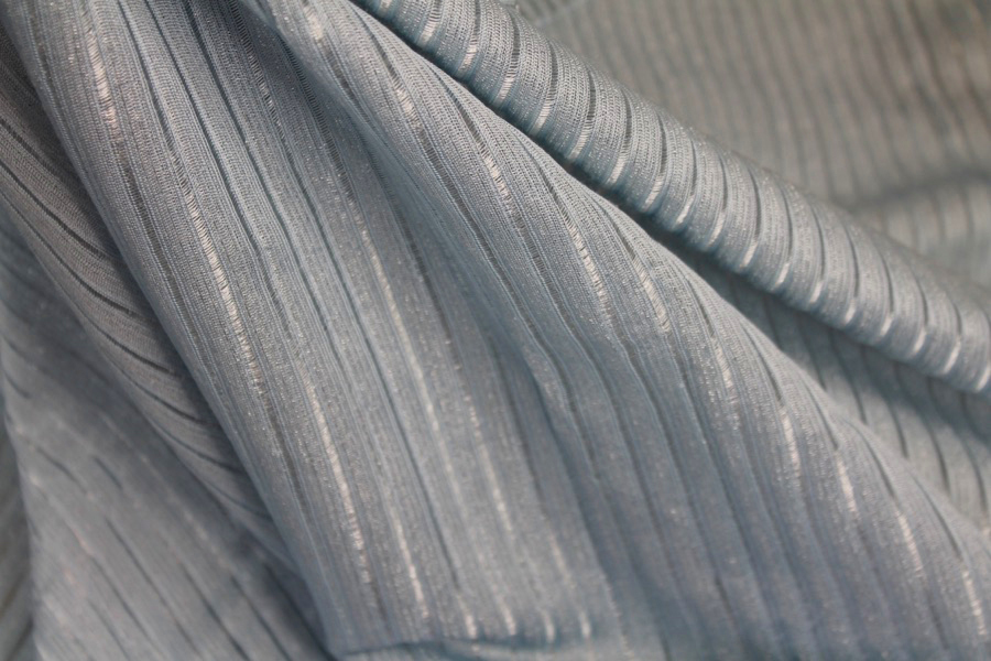 Metallic Stripe Knit Jersey - Pale Blue fabric, image 4 of 9