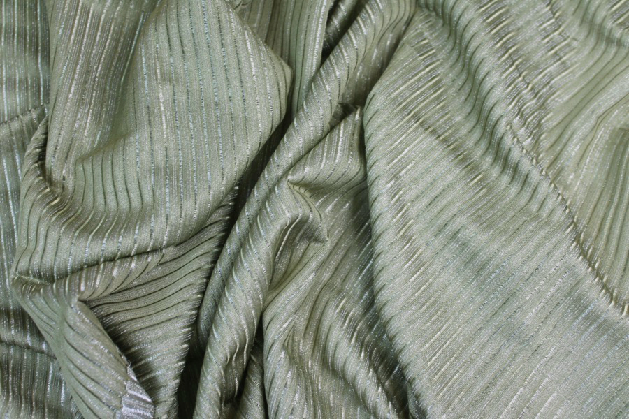 Metallic Stripe Knit Jersey - Sage Green fabric, image 4 of 7