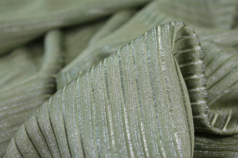 Metallic Stripe Knit Jersey - Sage Green fabric, image 3 of 7