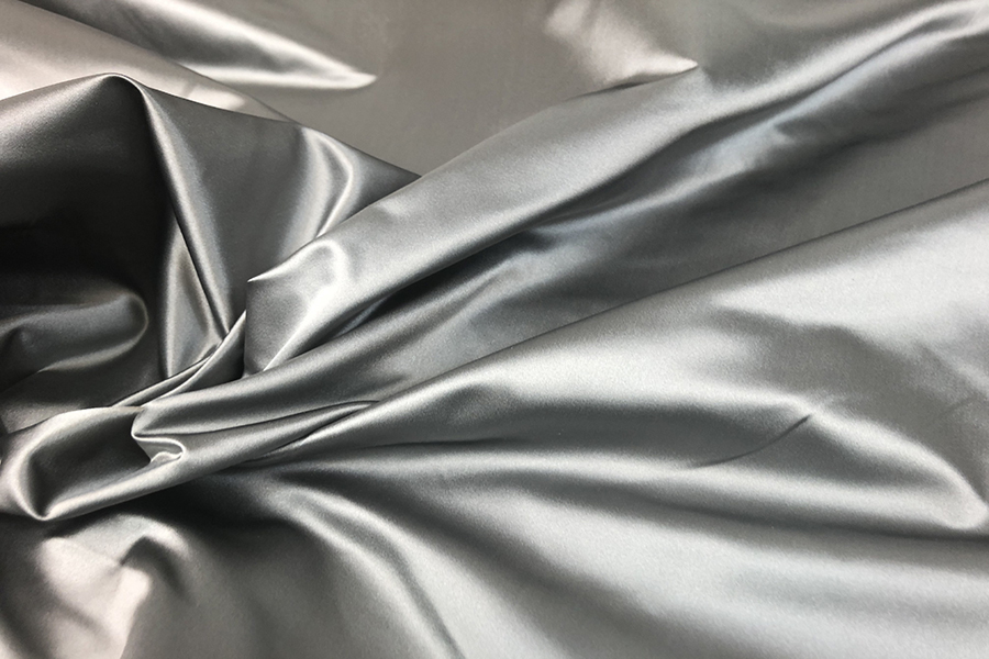 Two Tone Silk Duchesse Satin - Metal Grey fabric, image 2 of 6
