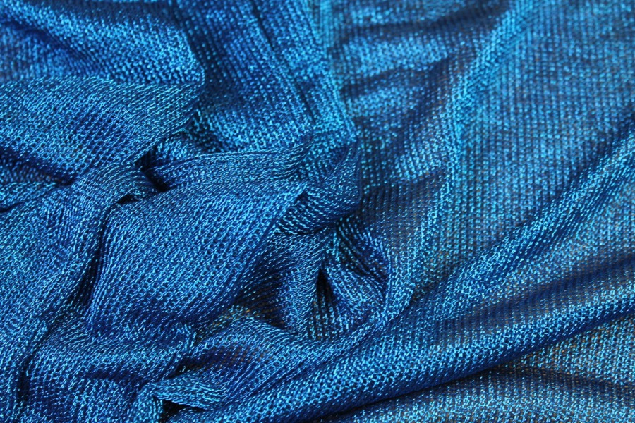 Fine Metallic Thread Knit - Electric Blue fabric, image 4 of 7