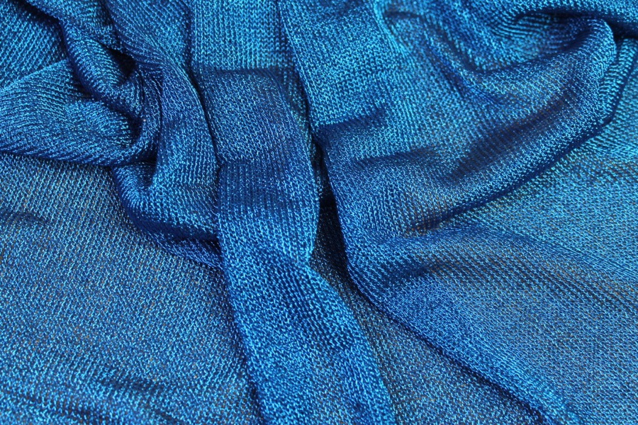 Fine Metallic Thread Knit - Electric Blue fabric, image 6 of 7