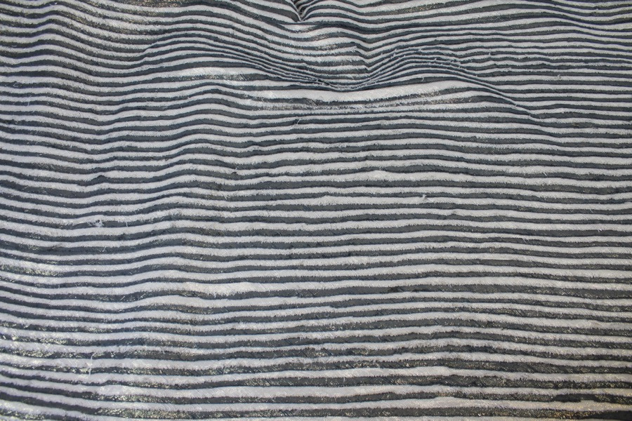 Cotton and Lurex Stripe Applique - Dark Grey, Cream and Gold fabric, image 8 of 10