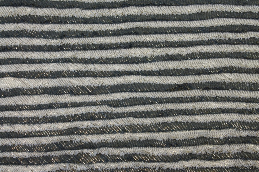 Cotton and Lurex Stripe Applique - Dark Grey, Cream and Gold fabric, image 9 of 10