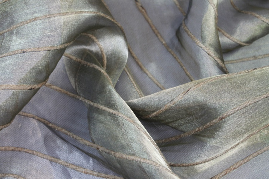 Silk Organza - Metallic Black Gold with Hessian String fabric, image 4 of 8