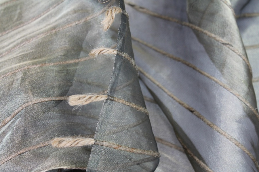 Silk Organza - Metallic Black Gold with Hessian String fabric, image 3 of 8