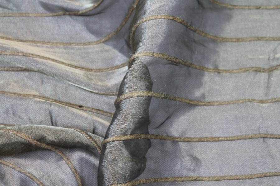 Silk Organza - Metallic Black Gold with Hessian String fabric, image 8 of 8