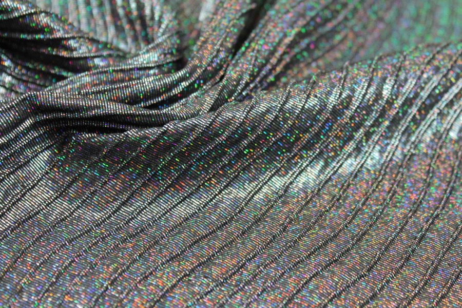 Woven Holo Brocade Fabric - Black Silver, image 2 of 7