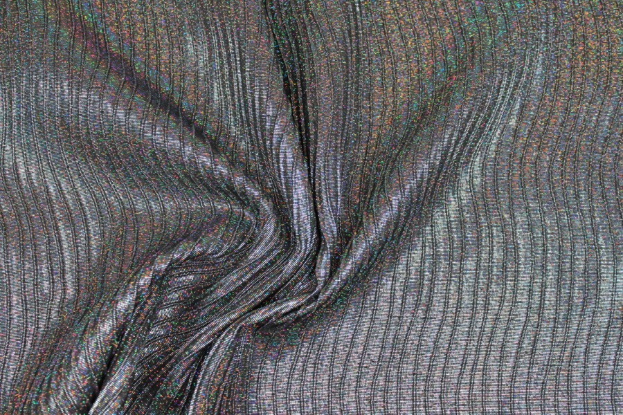 Woven Holo Brocade Fabric - Black Silver, image 3 of 7