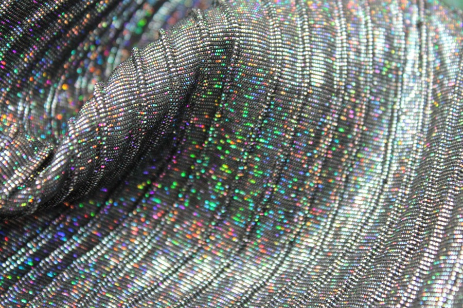 Woven Holo Brocade Fabric - Black Silver