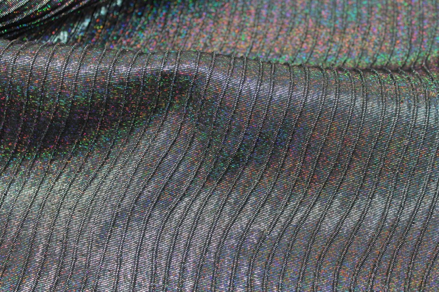 Woven Holo Brocade Fabric - Black Silver, image 7 of 7
