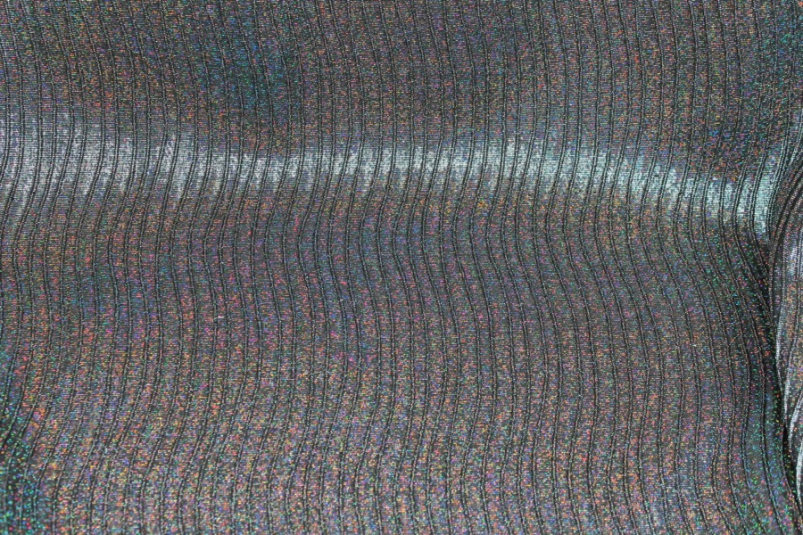 Woven Holo Brocade Fabric - Black Silver, image 6 of 7