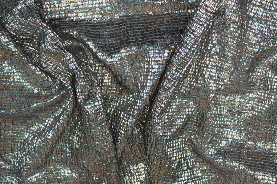 Woven Sheer Stripe Lamé Fabric - Gold, image 2 of 8