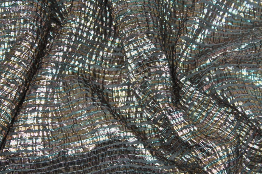 Woven Sheer Stripe Lamé Fabric - Gold, image 7 of 8