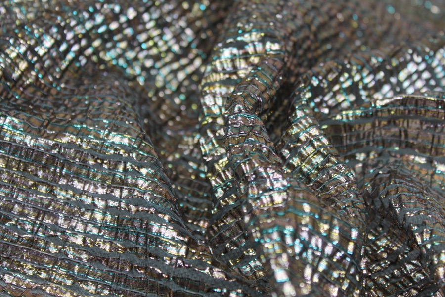 Woven Sheer Stripe Lamé Fabric - Gold, image 3 of 8
