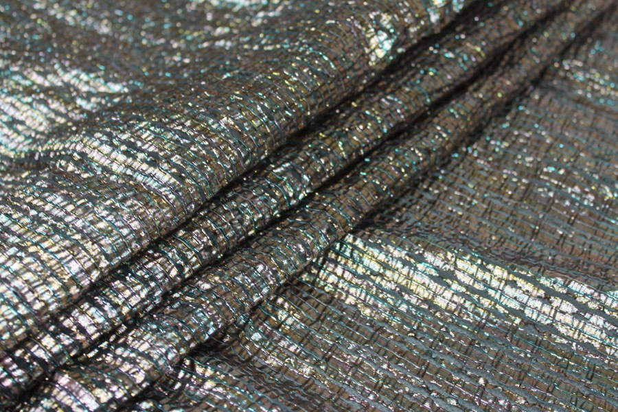 Woven Sheer Stripe Lamé Fabric - Gold, image 4 of 8