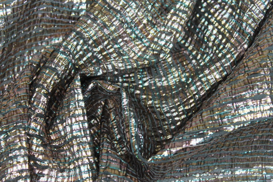 Woven Sheer Stripe Lamé Fabric - Gold, image 5 of 8