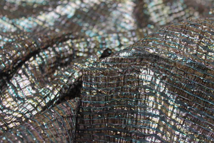 Woven Sheer Stripe Lamé Fabric - Gold, image 8 of 8