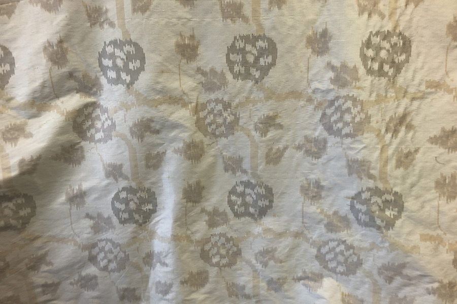 Ikat Patterned Silk Dupion - Ivory, Tan and Grey fabric, image 5 of 5