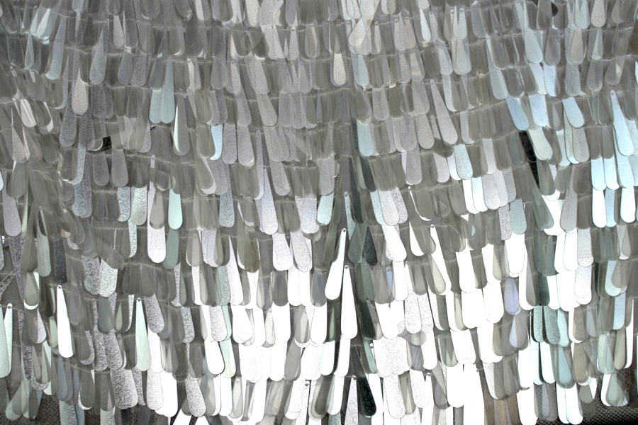 Teardrop Sequin On Silk Chiffon - Iridescent White fabric, image 5 of 7