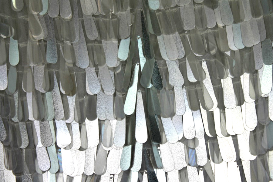 Teardrop Sequin On Silk Chiffon - Iridescent White fabric, image 6 of 7