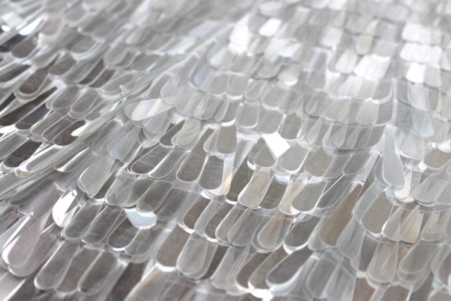 Teardrop Sequin On Silk Chiffon - Iridescent White fabric, image 4 of 7