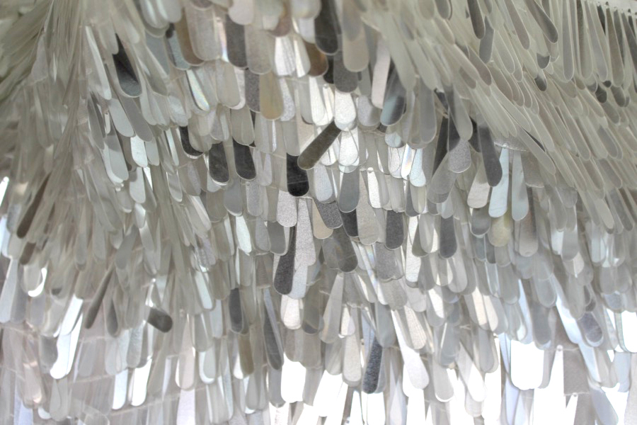 Teardrop Sequin On Silk Chiffon - Iridescent White fabric, image 2 of 7