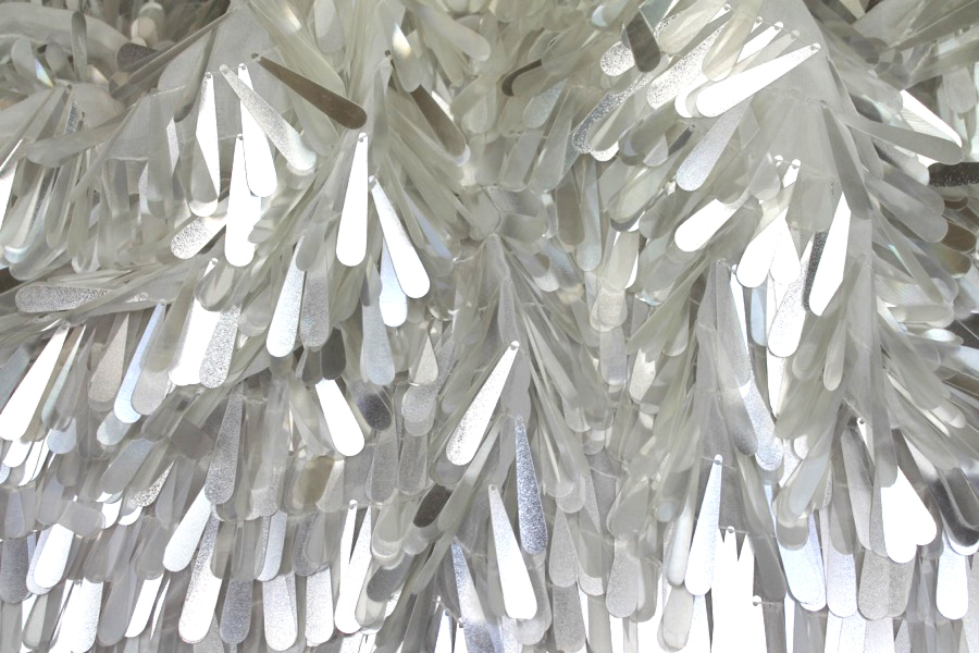 Teardrop Sequin On Silk Chiffon - Iridescent White fabric, image 3 of 7