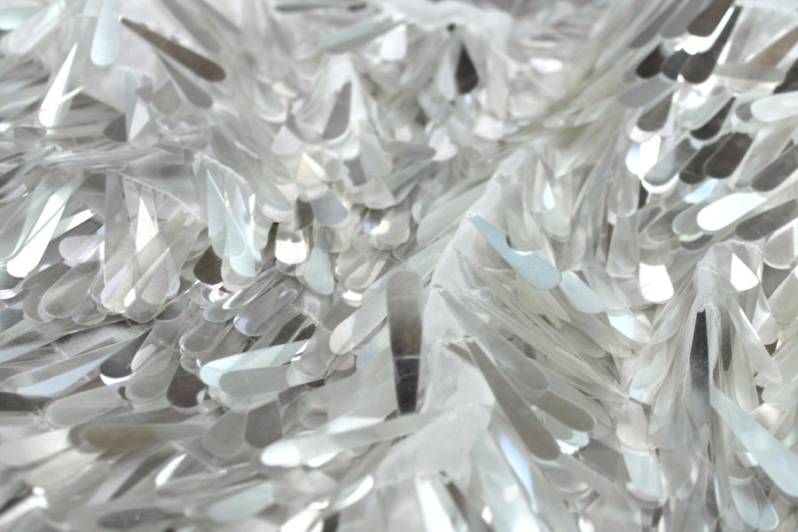 Teardrop Sequin On Silk Chiffon - Iridescent White fabric, image 7 of 7