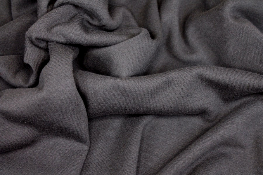 Organic Cotton Interlock Jersey - Black fabric, image 4 of 6