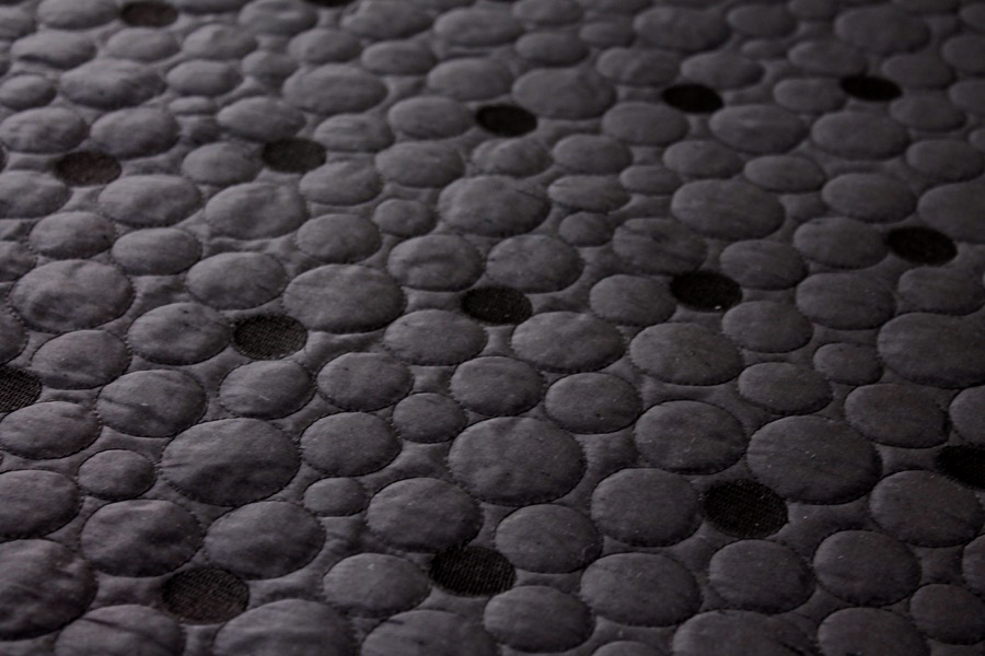 Quilted Silk Dupion - Black Circles fabric, image 4 of 6
