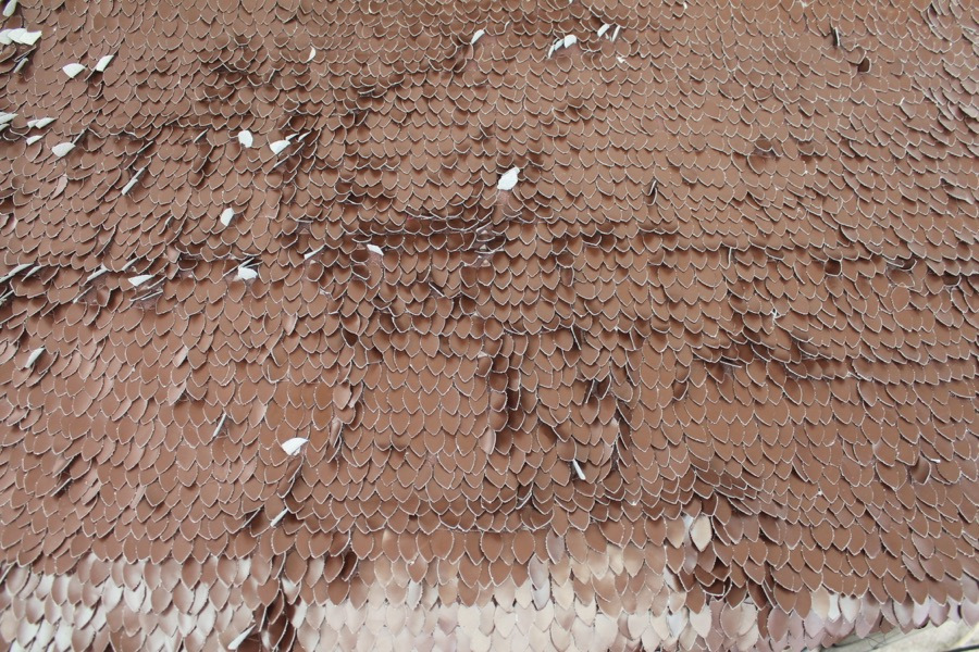 Leatherette Leaf Sequin - Brown fabric, image 2 of 4
