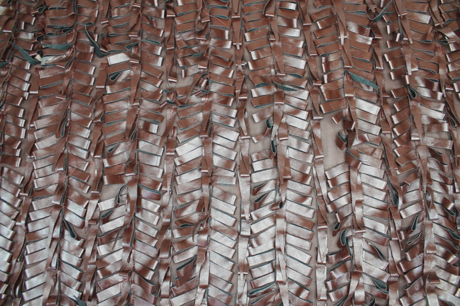 Brown Leatherette Bows on Silk Georgette fabric, image 5 of 5