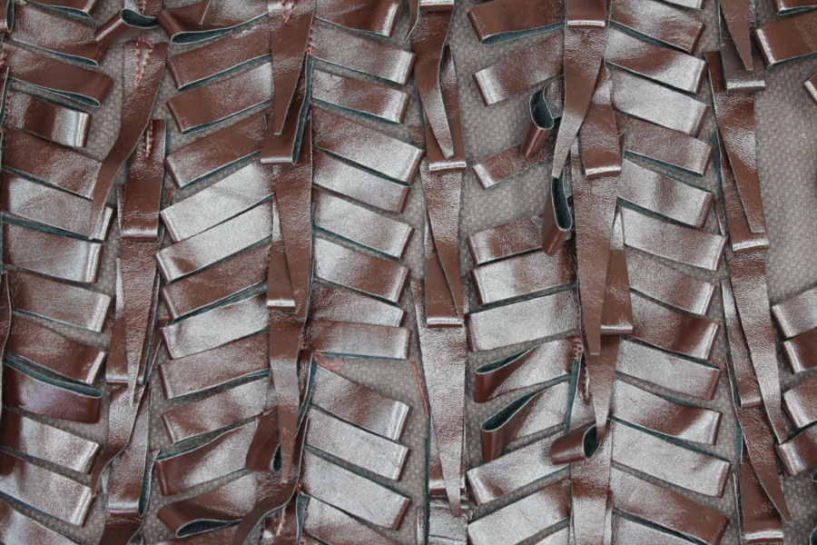 Brown Leatherette Bows on Silk Georgette fabric