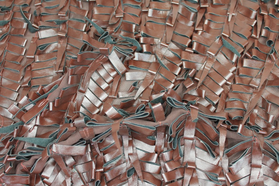 Brown Leatherette Bows on Silk Georgette fabric, image 3 of 5