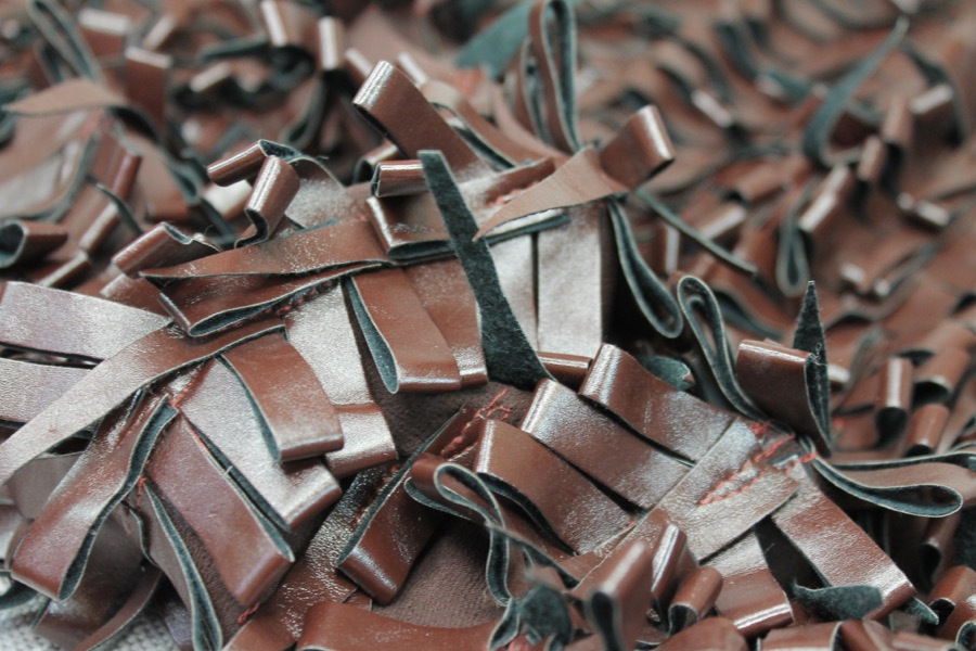 Brown Leatherette Bows on Silk Georgette fabric, image 2 of 5