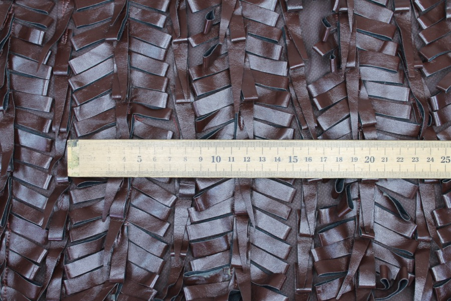 Brown Leatherette Bows on Silk Georgette fabric, image 4 of 5