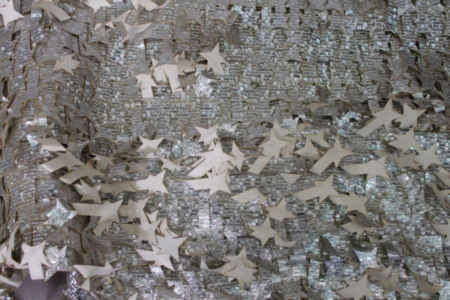 Textured Silver Leatherette Stars on Tulle fabric, image 7 of 8