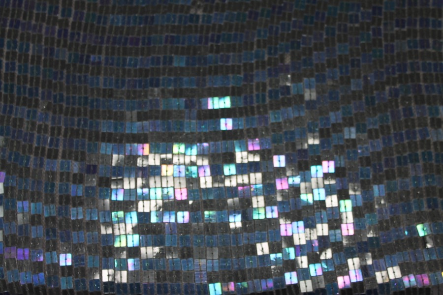 Square Sequin on Silk Chiffon Black/Blue fabric, image 3 of 7