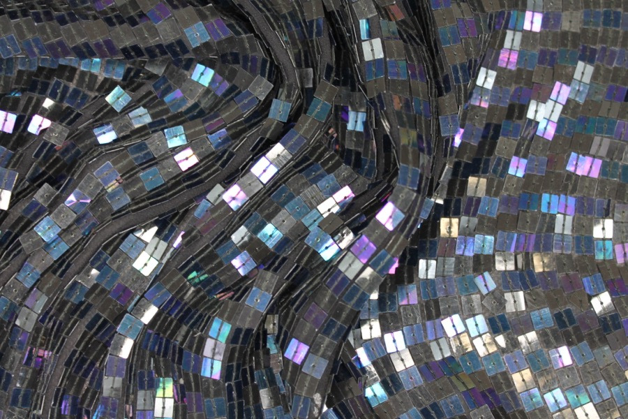 Square Sequin on Silk Chiffon Black/Blue fabric, image 7 of 7