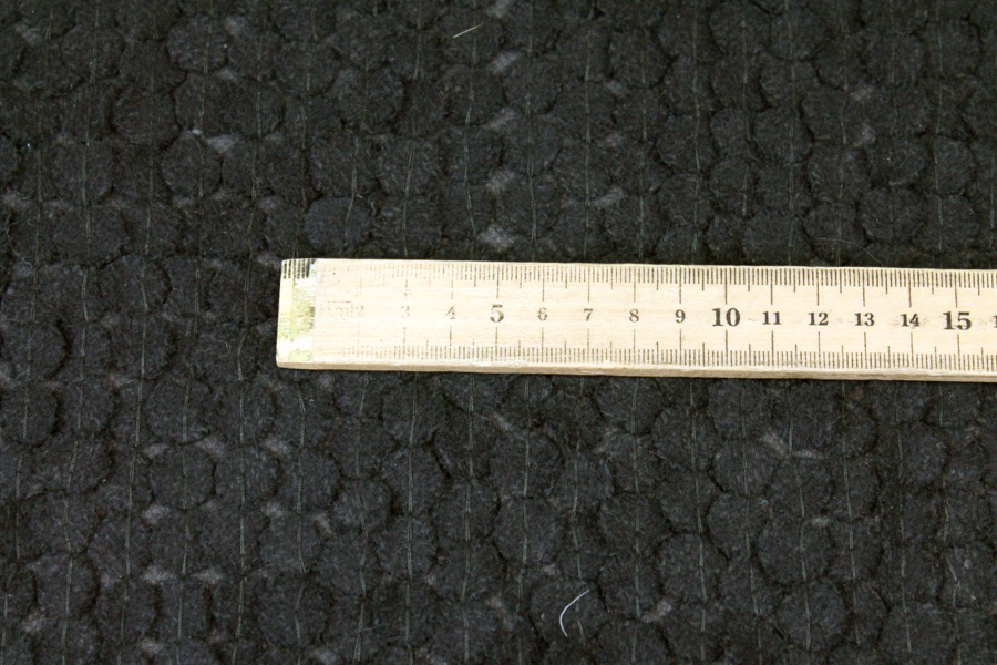Black Wool Circles sewn onto Silk Georgette fabric, image 5 of 7