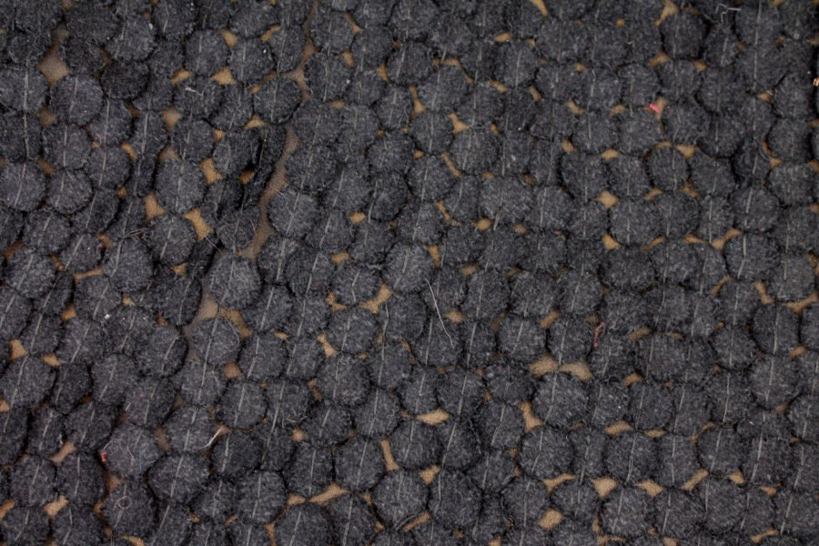 Black Wool Circles sewn onto Silk Georgette fabric, image 7 of 7