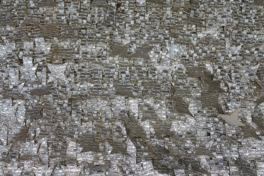 Textured Silver Leatherette Stars on Tulle fabric, image 4 of 8