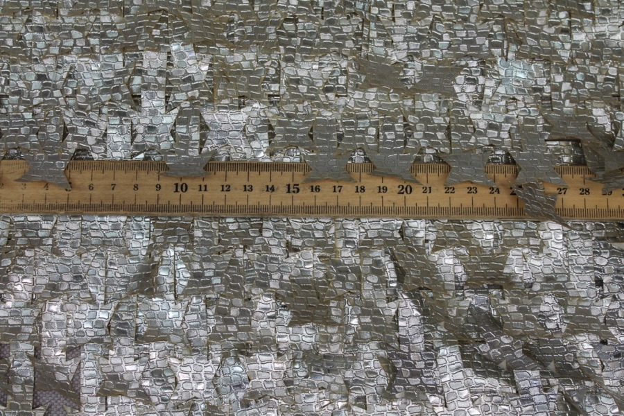 Textured Silver Leatherette Stars on Tulle fabric, image 6 of 8
